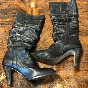 White House Black Market Leather Heeled Boots 7 1/2